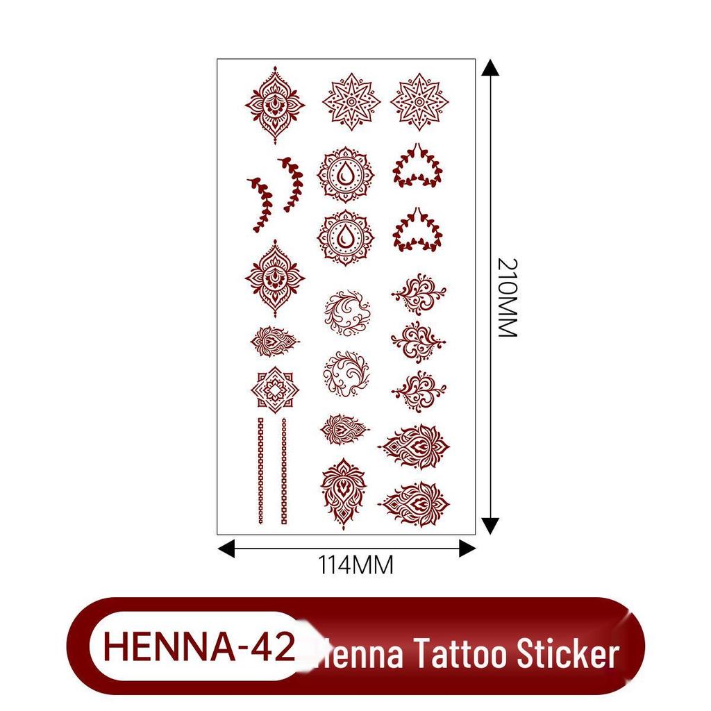 Lace Brown Waterproof Henna Flower Tattoo Stickers for Hands
