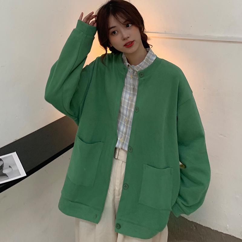 Autumn/Winter 2023 Women's Korean Style Solid Color Button Hoodie Cardigan - Versatile, Lightweight, and Simple Design