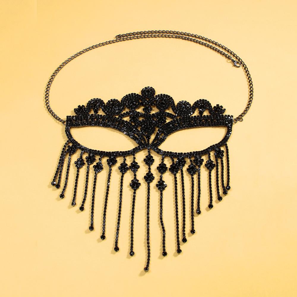 Rhinestone Fringed Mask, European and American Personalized Luxury Halloween Masquerade Fringed Mask
