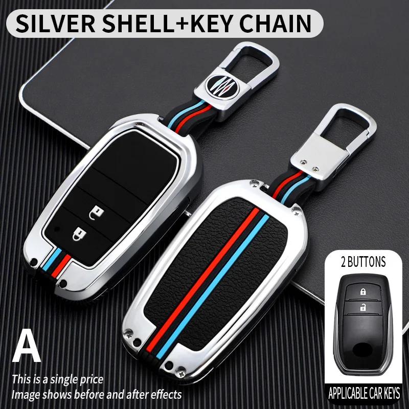 Zinc Alloy Car Key Case Cover for Toyota RAV4 Highland Coralla Hilux Fortuner Land Cruiser Camry Crown Keychain Accessories
