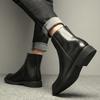 New Trend Leather Zipper Short Boots Men's High Top British Square Head Martin Boots Men's Shoes Chelsea Boots Flat Bottom