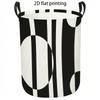1pc Laundry Basket, Modern Minimalist Black And White Geometric Circle Striped Pattern Dirty Clothes Hamper, Collapsible Fabric Storage Bin with Handl