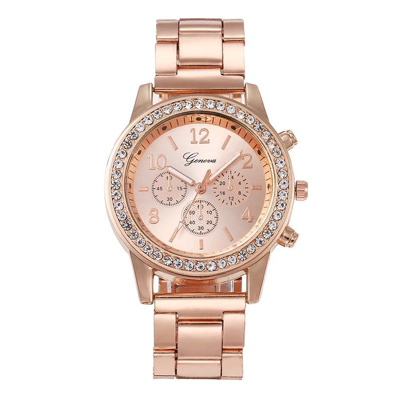 

Корейський жіночий годинник з нержавіючої сталі з діамантами та кварцовим механізмом - Повсякденний модний стиль