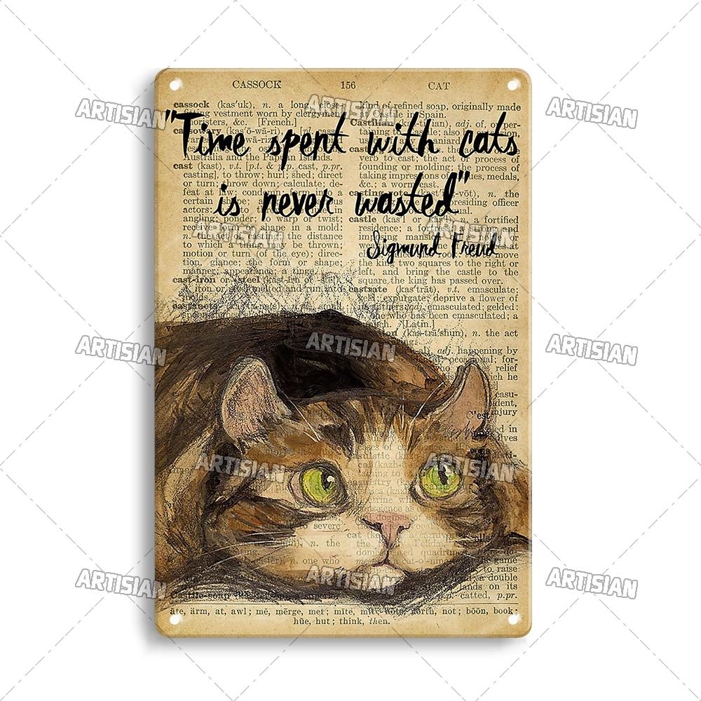 Artisanisches Tier Schwarze Katze Retro Metallposter Lustiges Haustier Vintage Dekorative Blechplakette Garage Bar Pub Club Man Cave Wanddeko