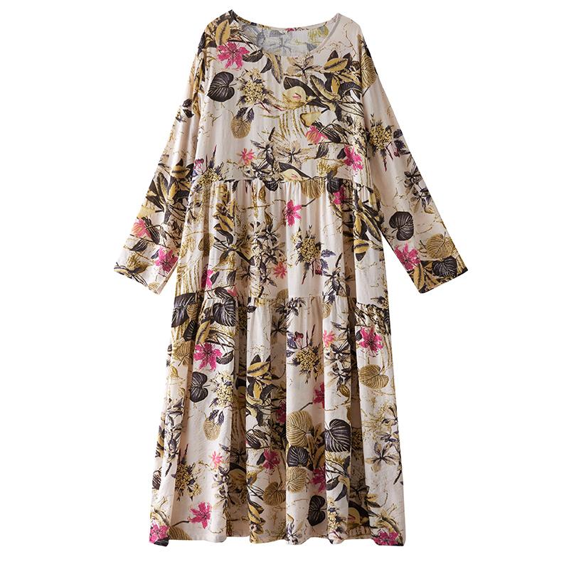 DIMANAF New 2026 Women Plus Size Spring Summer Beach Long Dress Loose Oversize Maxi Floral Print Lady Fashion