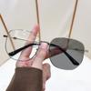Fashionable Photochromic Large Metal Frame Myopia Glasses Unisex Comfortable Luxury Near Sight Eyeglasses 0 To -4.0