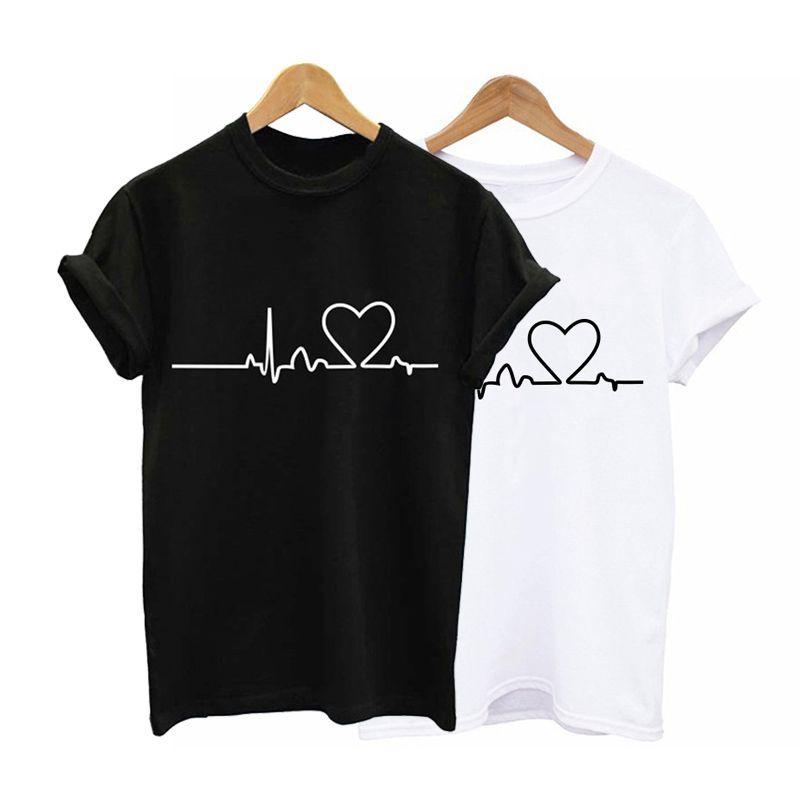 Stijlvol T-shirt met Hartjesprint voor Dames met Zachte en Casual Korte Mouwen