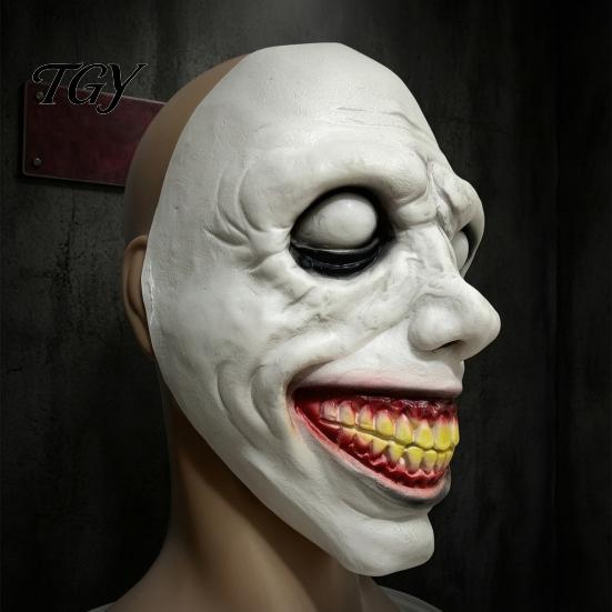 Creepy Evil Smile Cosplay Props Halloween Exorcist Mask, Double Layer Jack Latex Face Realistic Horror Masks Headpiece for Party, Scary Prop