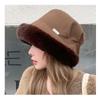 Autumn Winter Pleated Patchwork Basin Hat for Outdoor Warmth Windproof Protection Ear Protection Thickened Plush Fisherman Hat for Women