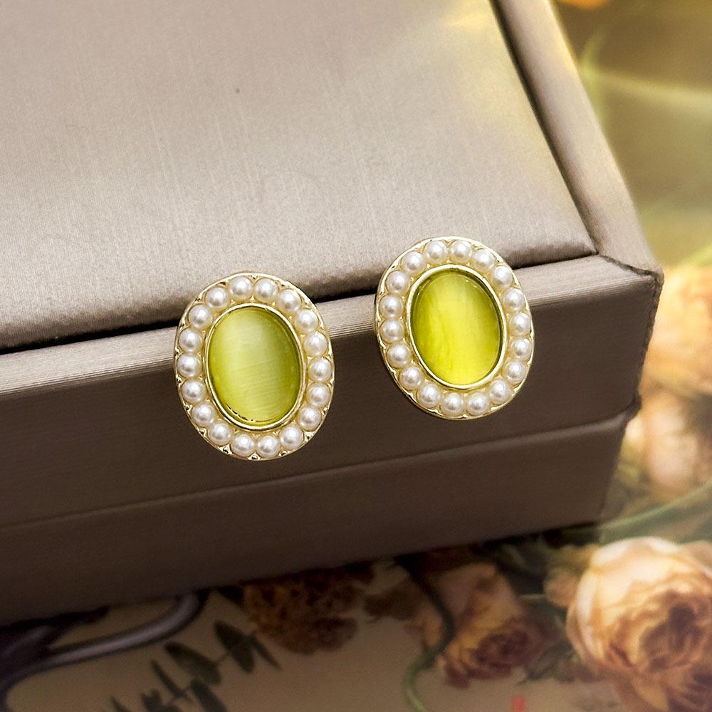 Boucles d'oreilles clous Petite Perle Aiguille Argent Tempérament Haut de gamme Géométriques Boucles d'oreilles pour Trou d'oreille Mignonnes Serties de Diamants Boucles d'oreilles Personnalisées