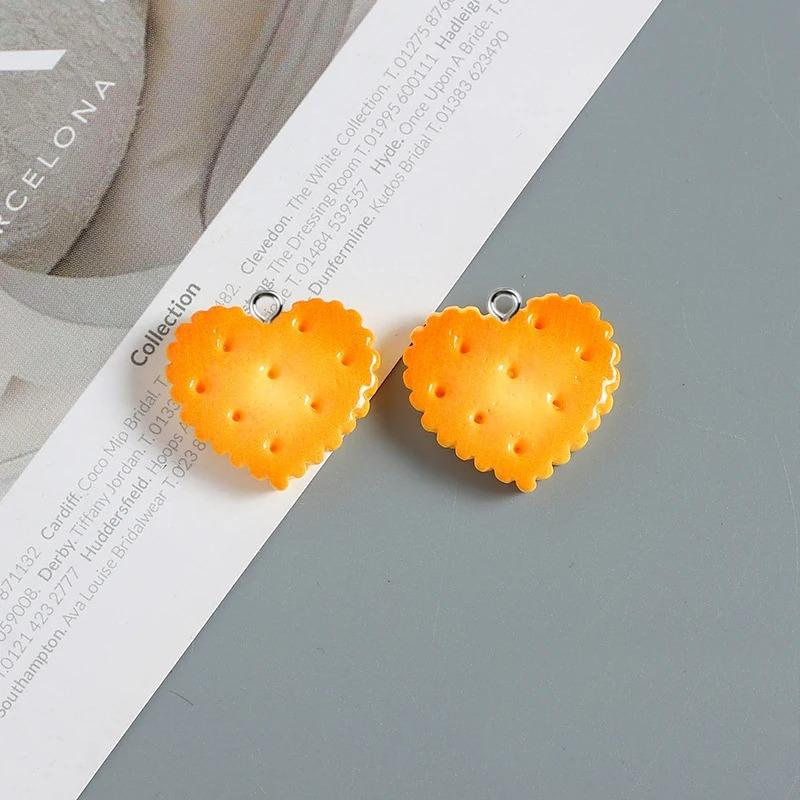 10pcs Simulated Cookies Charms Pendant Resin Food Charms For Jewelry Making Accessories DIY Earrings Necklace Keychain