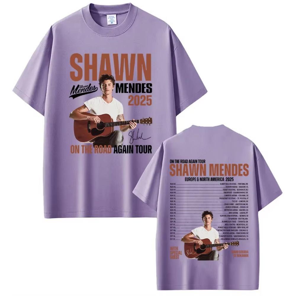 Rapper Zpěvák Shawn Mendes na turné The Road Again Tour 2025 Album Merch Tričko Pánská Móda Nadměrné Tričko s Krátkým Rukávem Streetwear