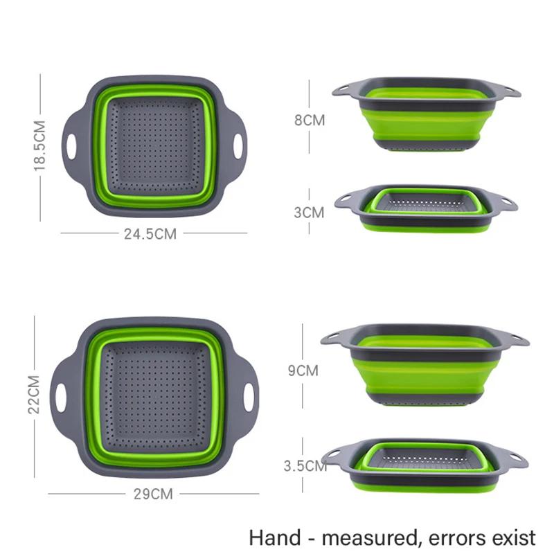 Silicone Folding Drainer Basket Portable Kitchen Strainer Fruit Vegetable Washing Folding Drainer Kitchenware Drain Device GLW01