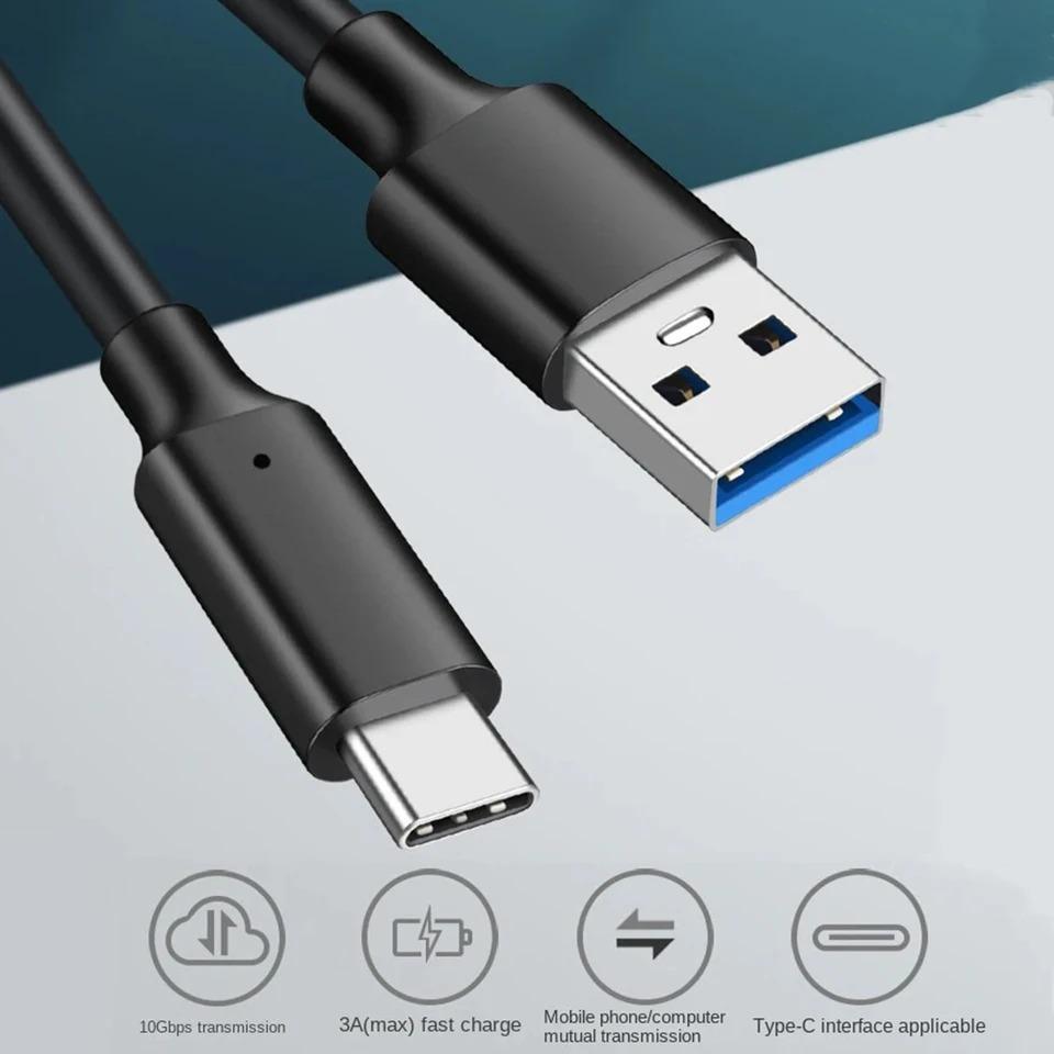 USB3.2 10Gbps Kabel typu C USB A na typ C 3.2 Přenos dat USB C SSD Kabel pro pevný disk PD 60W 3A Rychlé nabíjení 3.0 Nabíjecí kabel