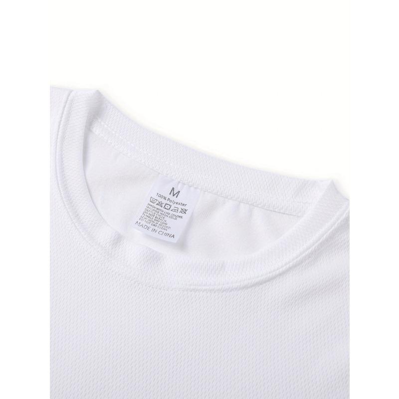 European sizes Men's Black and White T-Shirt, Creative Loose Print Shirt, Classic Crew Neck Durable Fabric, Street Style Design Outdoor