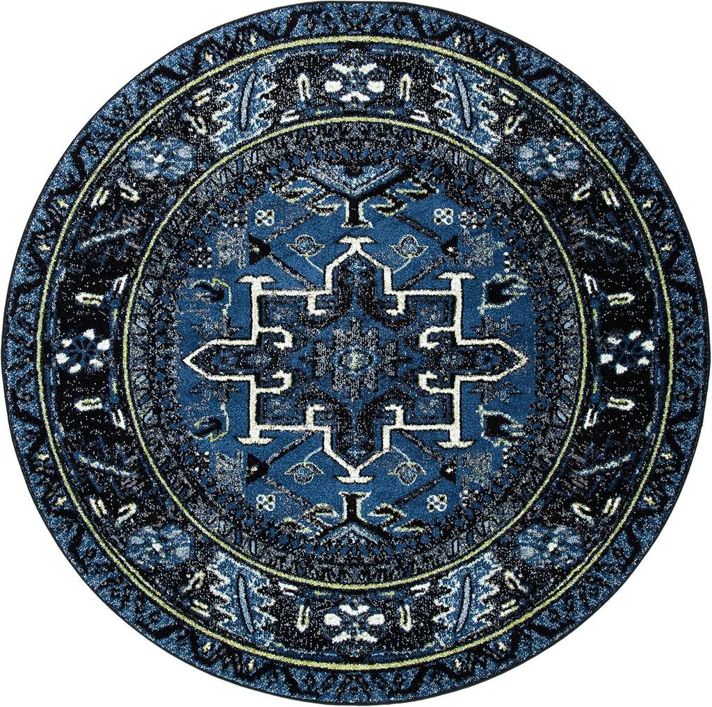 Retro Ethnic Style Round Carpet Geometry Print Bohemia Floor Mat Multiple Sizes Home Decor Anti-slip Rug for Living Room Bedroom