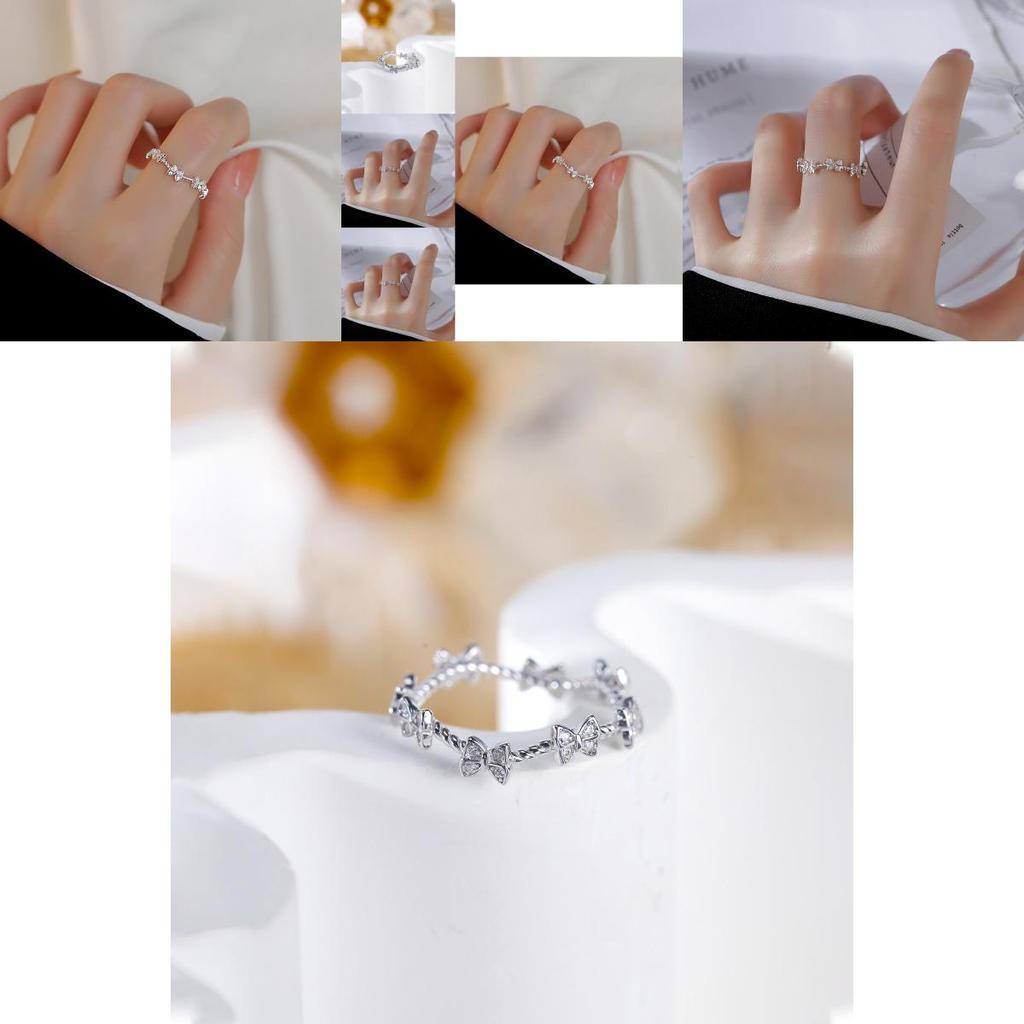 Stylish And Elegant Korean Inspired Adjustable Open Finger Ring With Shimmering Butterfly Design For Women