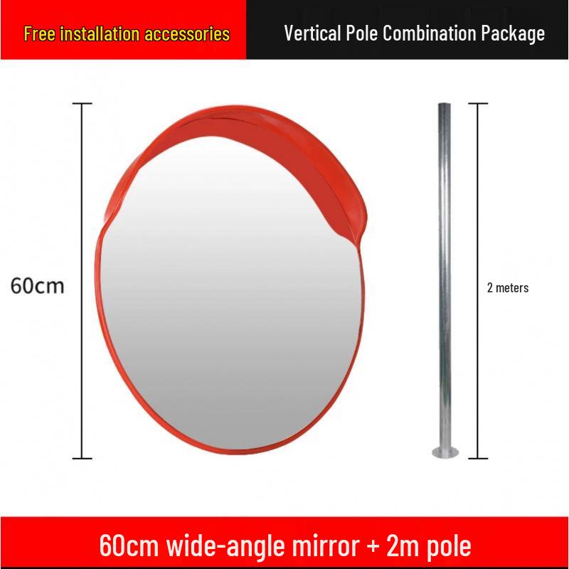 Reflective Convex-Concave Safety Mirror for Indoor/Outdoor Traffic and Garage Corners