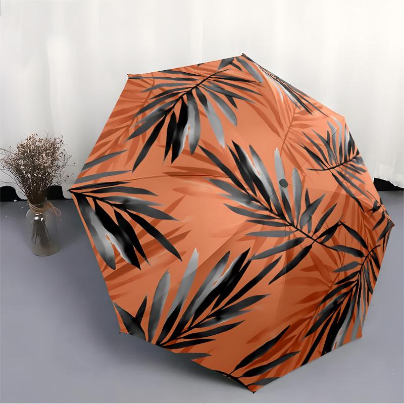 1pc Tropical LeavesAutomatic Folding Umbrella, Portable & Foldable Design with 8 Ribs, Casual Outdoor Accessory yy250804223