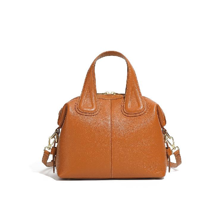 

2025 Autumn New Top Layer Cowhide Handbag Shoulder Bag Versatile Soft Leather Boston Bag Fashion Crossbody Bag золотий коричневий колір