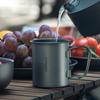 Reine Titan Tasse mit Deckel - Outdoor Camping & Wandern, Klappbarer Griff, Kaffee Wasserbecher