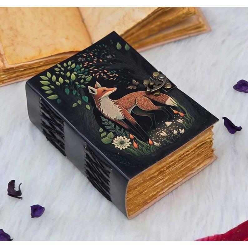 Forest Fox Journal | Woodland Diary with Lock | Handmade Grimoire Notebook | Wiccan Book of Shadows | Vintage Animal Spirit Sketchbook