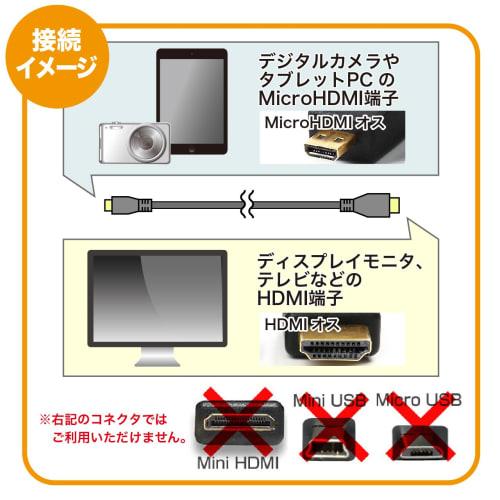 MacLab. Micro-HDMI to HDMI conversion cable 3m (Type D-Type A) Black 4k ver 1.4 [Compatibility guaranteed/Not compatible with smartphones] Compatible