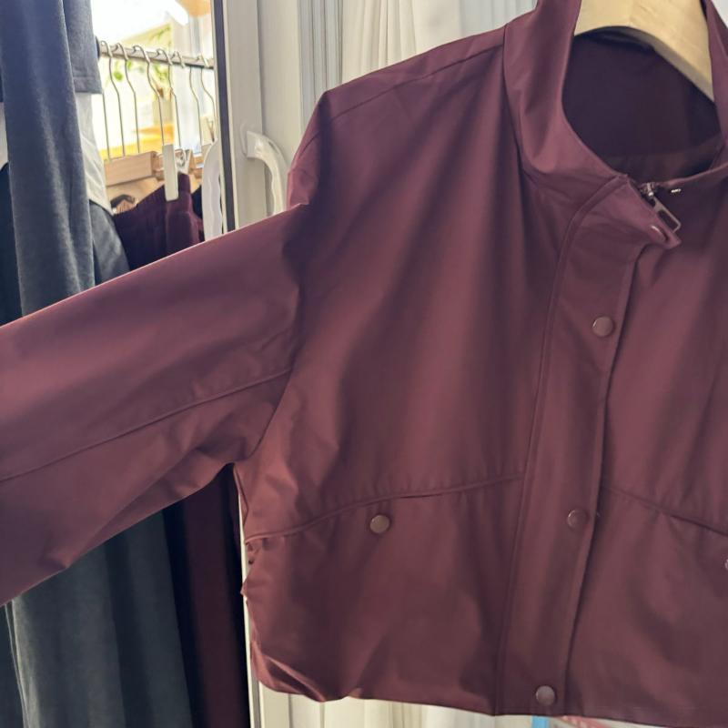 Kort Lange Mouw Dames Veelzijdig Mode Casual Effen Kleur Opstaande Kraag Los Jasje Top