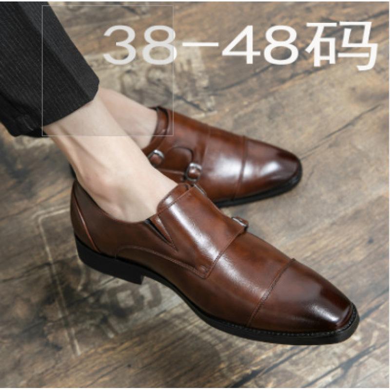 

2025 autumn casual shoes large size men s shoes men s breathable British trend dress business square head leather shoes 48 38