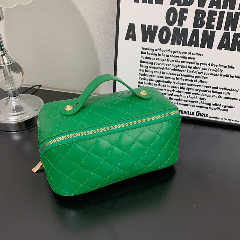 Neue hochwertige PU-Make-up-Tasche, modische und einfache gesteppte Kissen-Handtasche zur Handaufbewahrung, große Kapazität, Kulturtasche