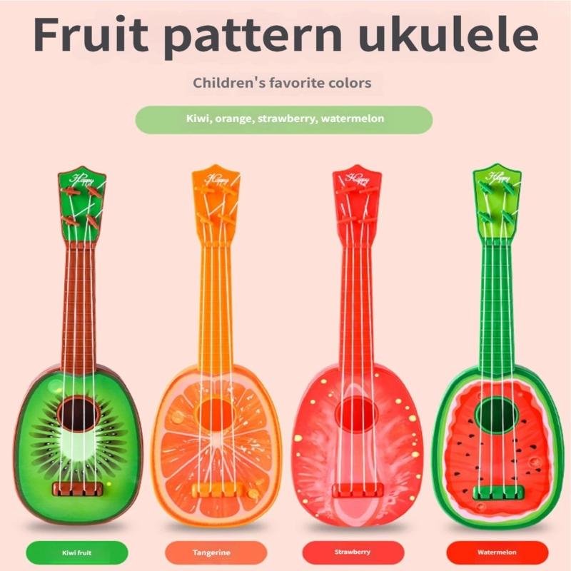Beginner Friendly Children Ukulele Musical Instrument Toy for Early Music Education Fruit Theme Kids Ukulele Gift