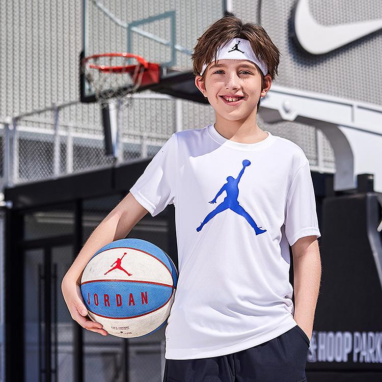 Jordan T Shirt White/Marina Blue Kids' JD2222048