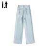 Izzue It Women's Lyocell Tencel Light Wash Loose Wide-Leg Jeans