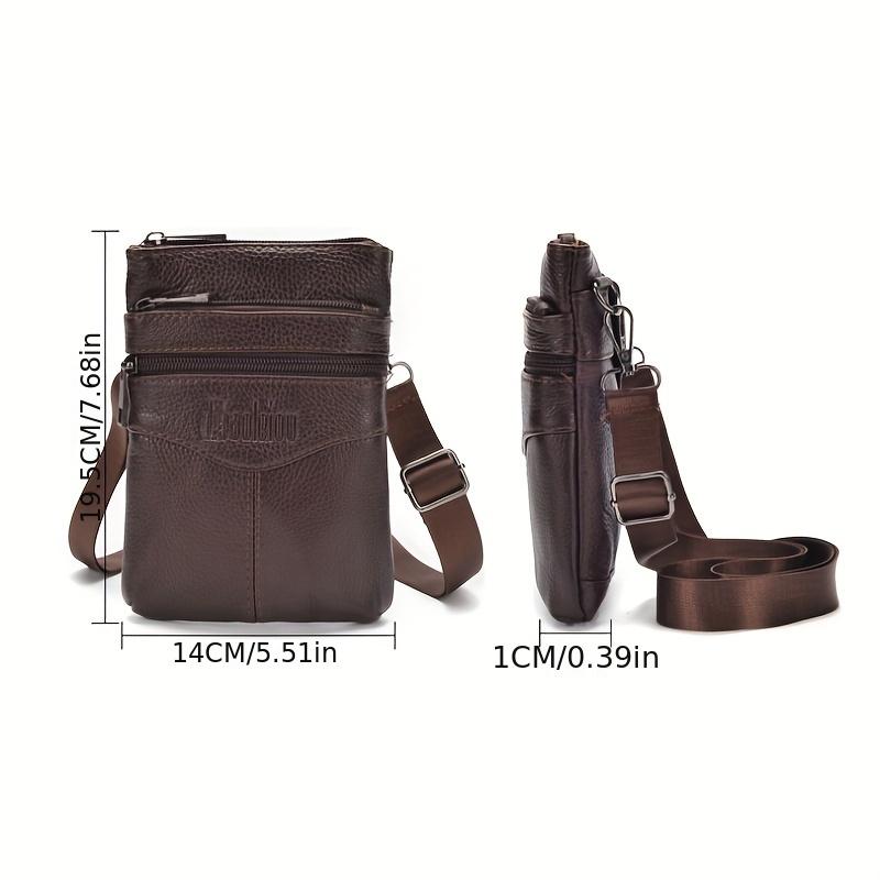 New Men's Waist Bag, Business Casual Leather Phone Bag, Zipper Closure, Fashionable Small Crossbody Shoulder Bags