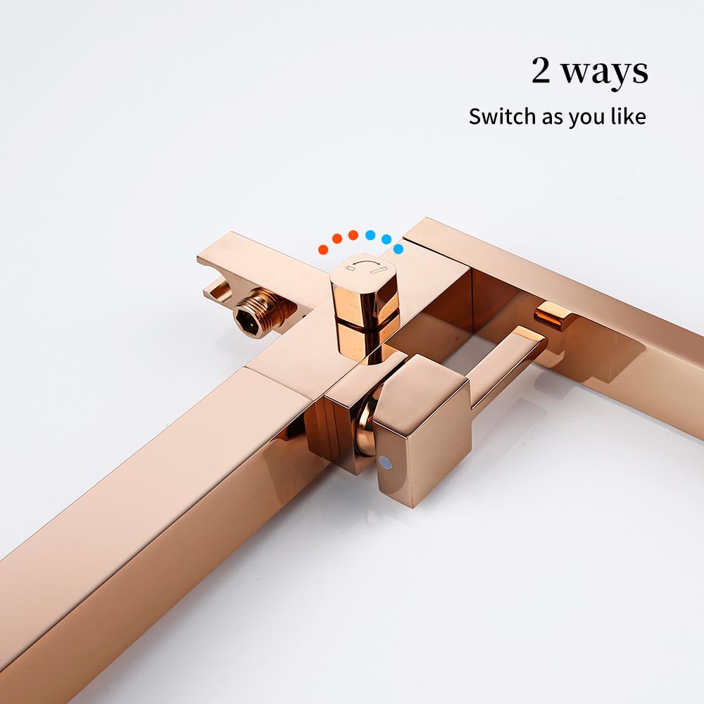 Freestanding Bath Bathtub Filler Faucet Mixer Tap Floor Mounted Matte Black Rose Gold Brushed Square Single Handle Spout Shower