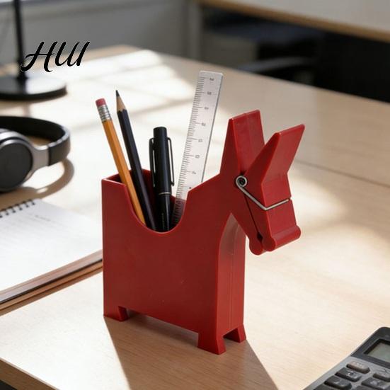 Desktop Space Saver Mule Shape Pen Holder, Multi-Functional 3-in-1 Organizer with Note Holder Business Desk Card Box And Plastic for Office