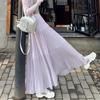 Spring Summer Women Skirts Vintage High Waist Elastic Patchwork Long Cake A-line Skirt Long Skirts for Women