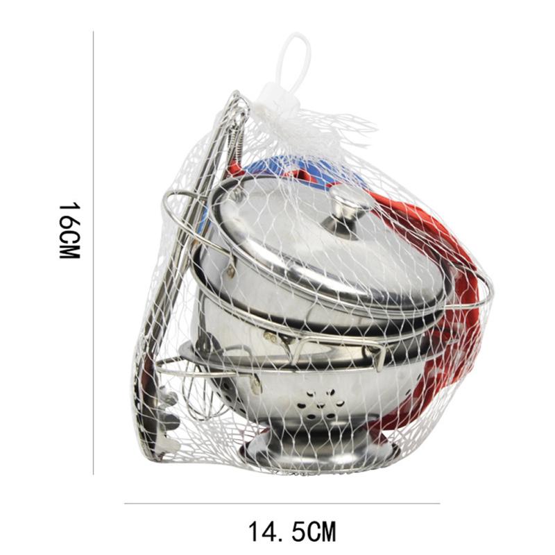 10τμχ/σετ Παιχνίδι Μαγειρικής για Παιδιά Κουζινικά Σκεύη από Ανοξείδωτο Ατσάλι Κατσαρόλες Τηγάνια Μαγειρικά Σκεύη