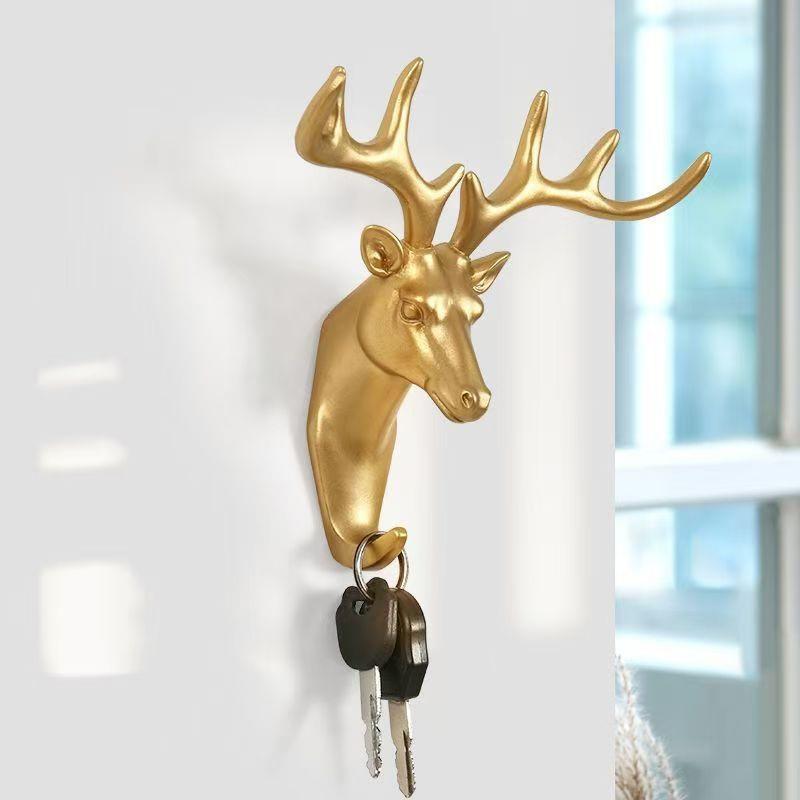 Wall Hanging Hook Vintage Deer Head Animal For Hanging Clothes Hat Scarf Key Deer Horns Hanger Rack Wall Decoration