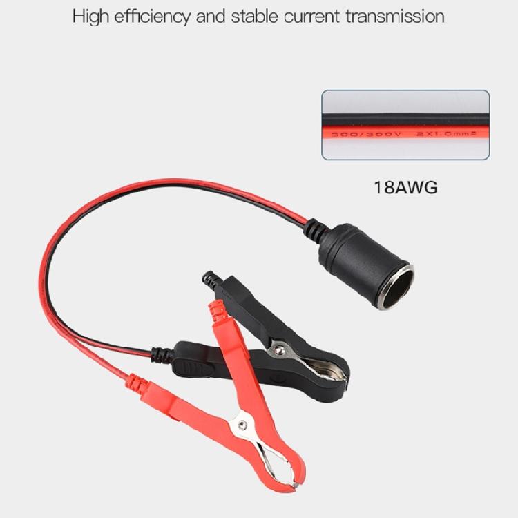 for w/ Battery Clamp Battery Clip-On & Cigarette Lighter Extension Cord Plug Soc