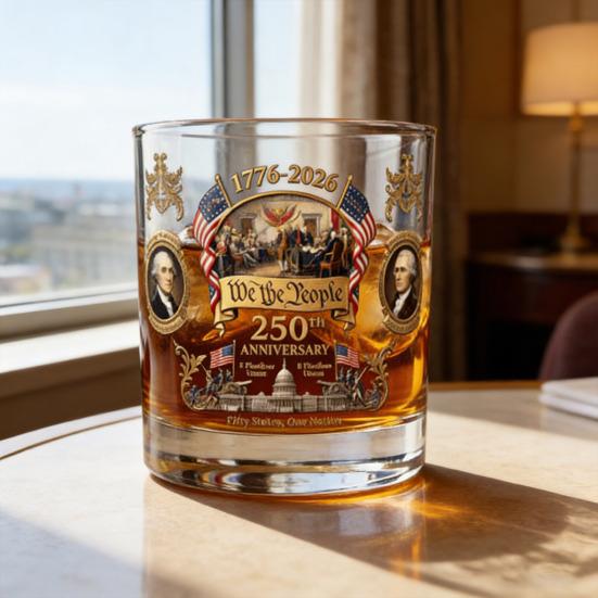 America 250th Anniversary Glass We The People Whiskey Glass Liquor Bourbon Cocktail Glass Patriotic Gift for Father's Day or Veterans