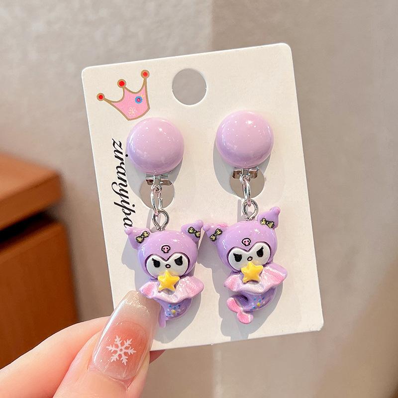 Children'S Ear-Free Ear Clips, Cute Girls' Pain-Free Earrings, Earrings, Cartoon Cartoon Girl Earrings, Jewelry.