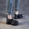 Fujin 6cm Ladies Autumn Shoes Women Cow Genuine Leather Slip on Ladies Fashion New Ethnic Platform Wedge Round Spring Mary Jane
