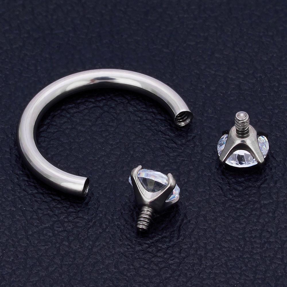 1/5/50Pcs G23 Titanium ASTM-F136 Piercings Nose Ring Internal Thread C Rod Zircon Body Jewelry For Women