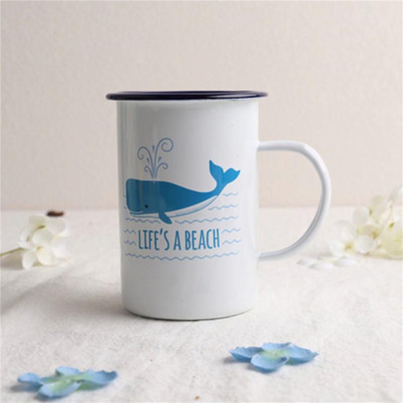 Outdoor Enamel Creative Coffee Tea Water Milk Cups Camping Mugs Enamel Mug with Handle Drinkware Vacation Hiking Mug Gifts