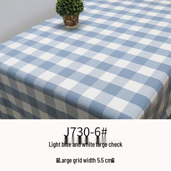Plaid Cotton Linen Tablecloth and Cushion Fabric Set