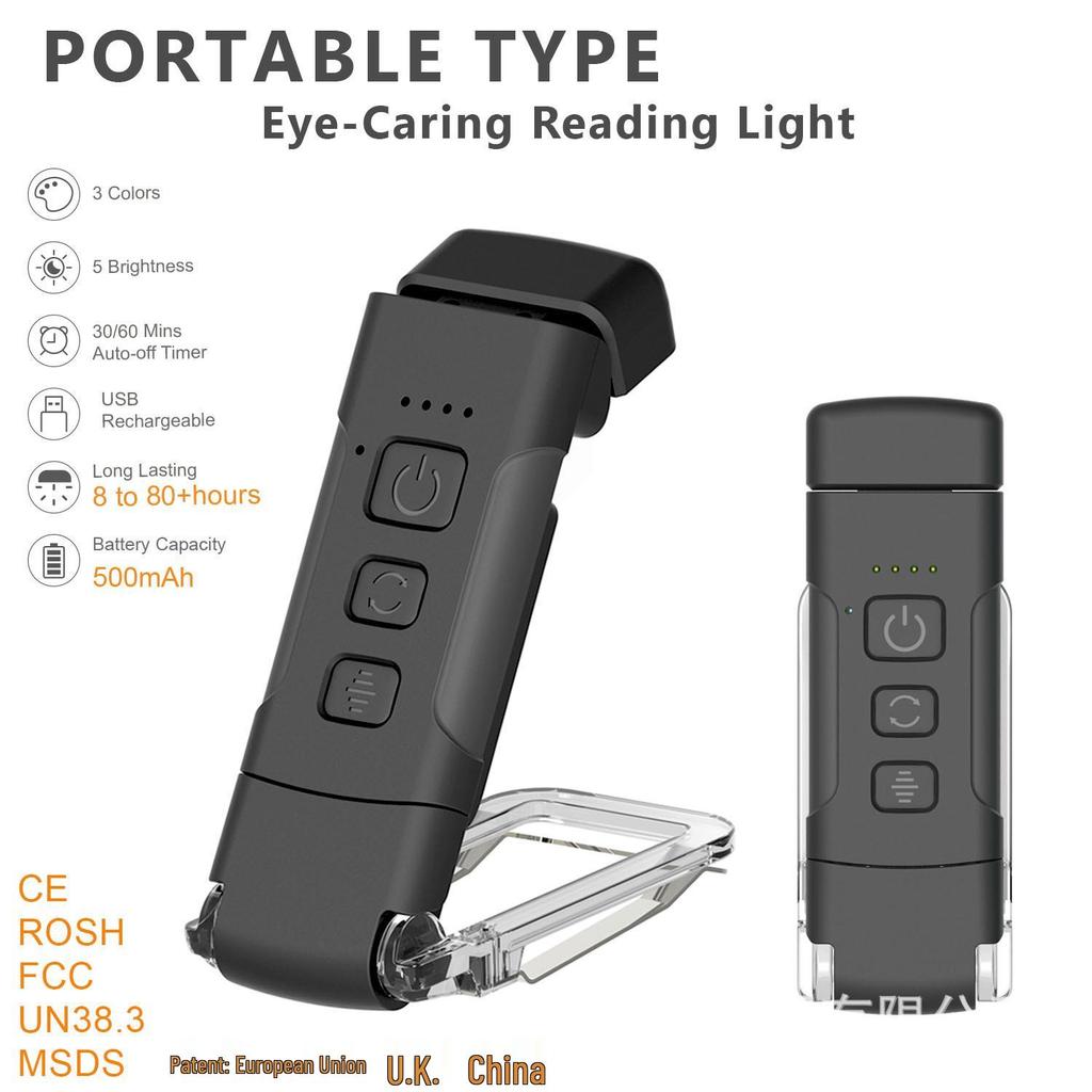 Portable USB Rechargeable Mini LED Book Light Clip with Eye Protection