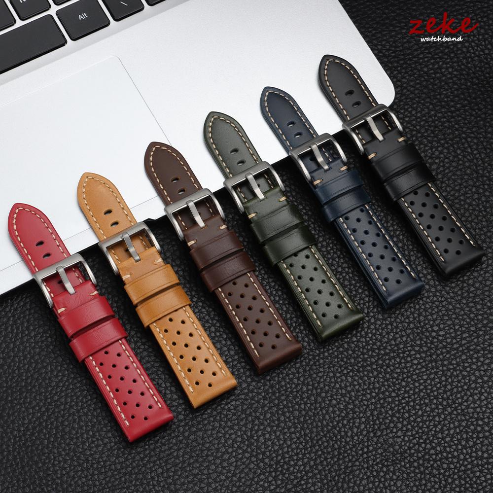 20mm 22mm Vintage Oil Wax Genuine Leather Watch Strap 18mm 24mm Universal Cowhide Watchbands Breathable Bracelet Sport Wristbelt
