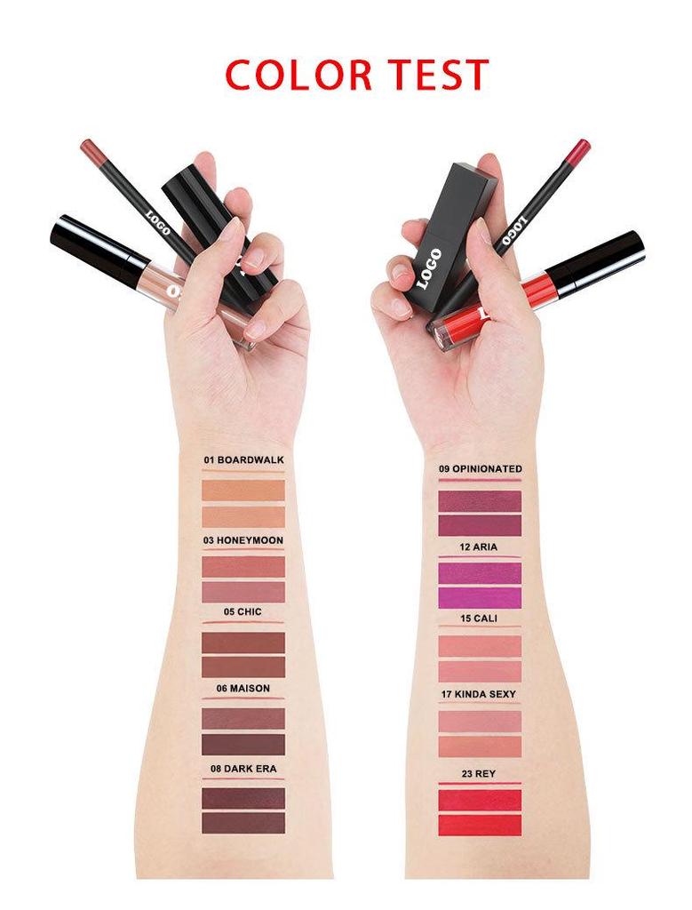 Cross-Border Velvet Matte Lip Set: Long-Lasting, Non-Fading 3-Piece Lip Gloss, Lipstick, and Lip Liner.