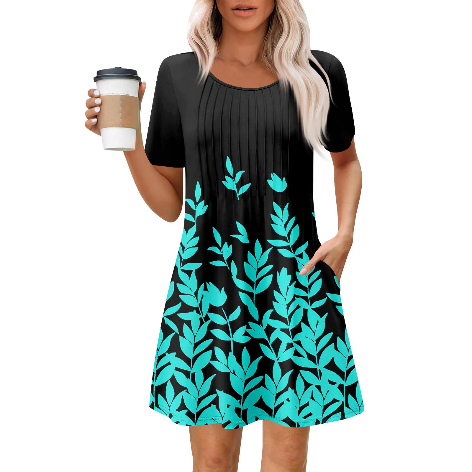 

Женское летнее платье свободного покроя для пляжного отдыха, сарафан с коротким рукавом и круглым вырезом, с карманом, с коротким рукавом, платье-рубашка XL